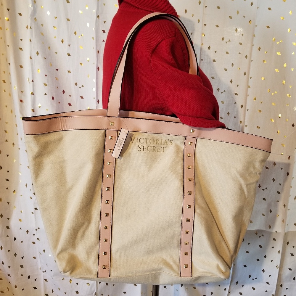 NWT Victoria's Secret large bag, cream & pink